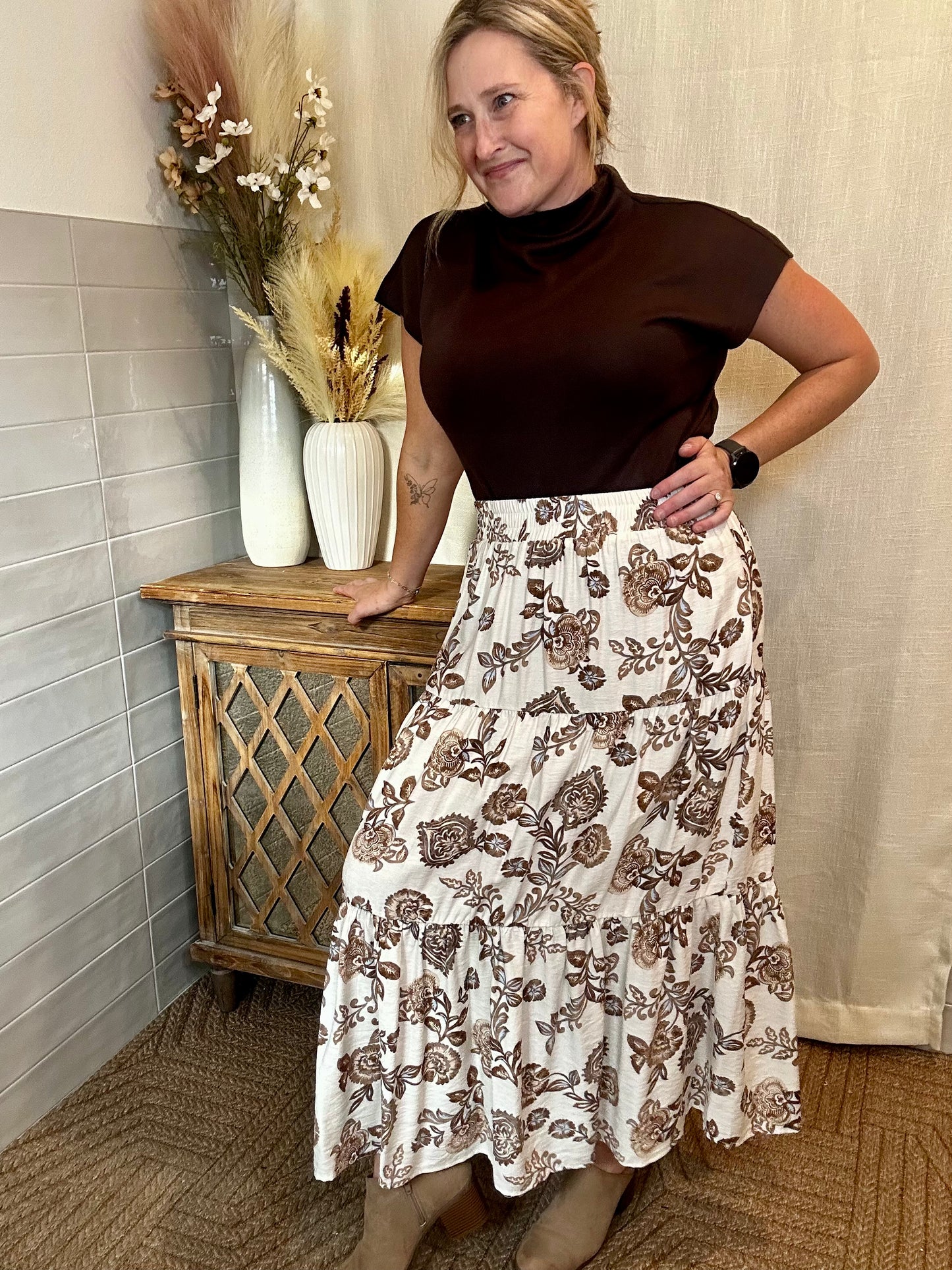 Chocolate Floral Skirt
