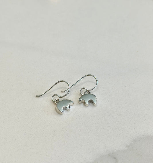 Sterling Silver Solid Bear Earrings