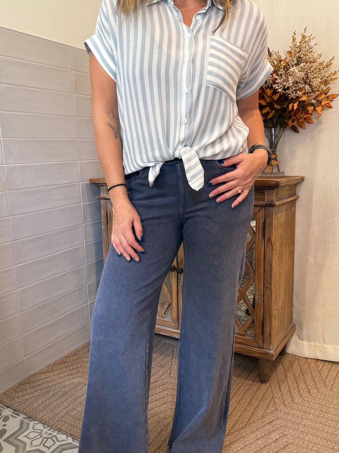 Denim Wide Leg Pants