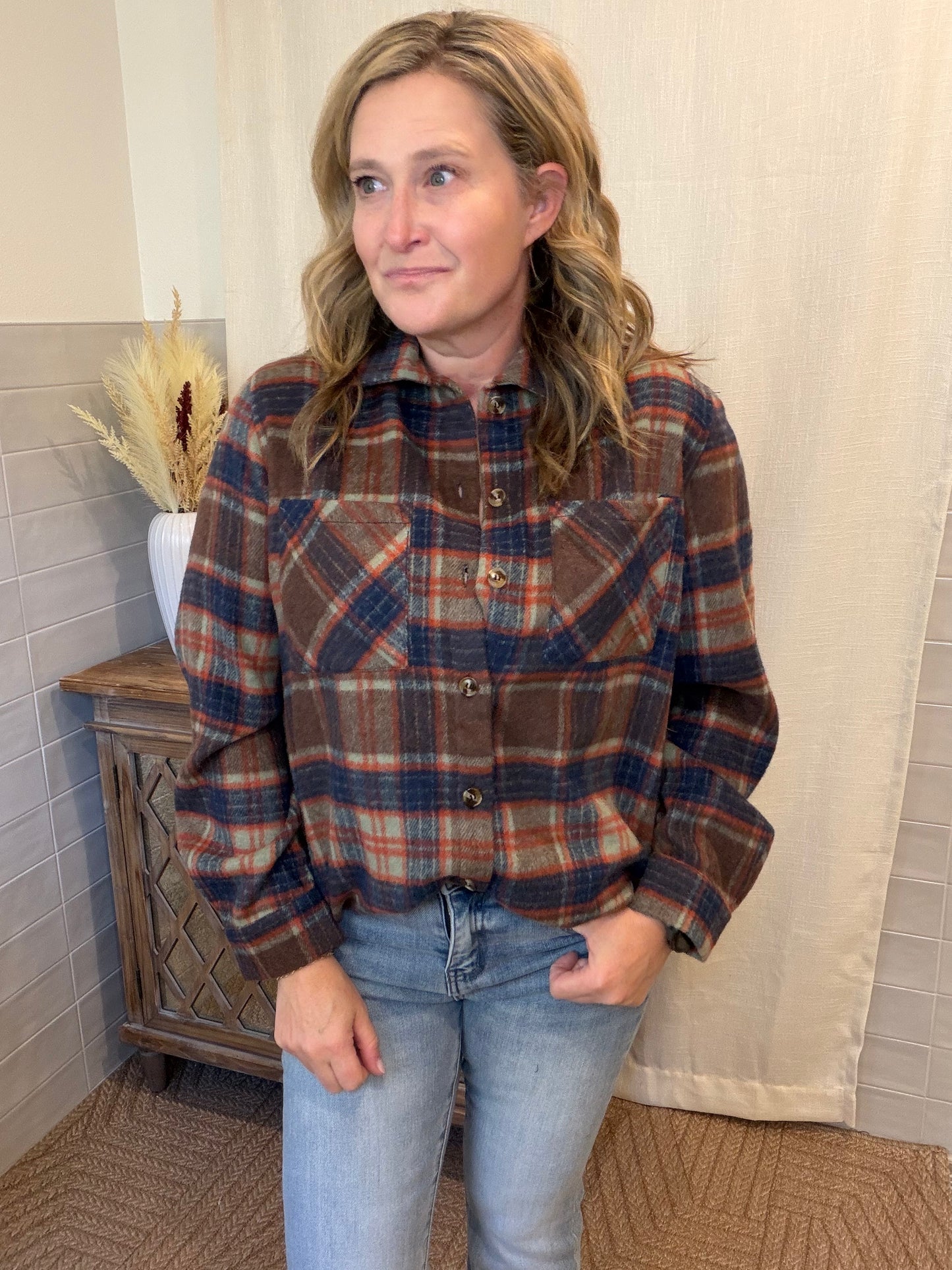Brown Plaid Shacket