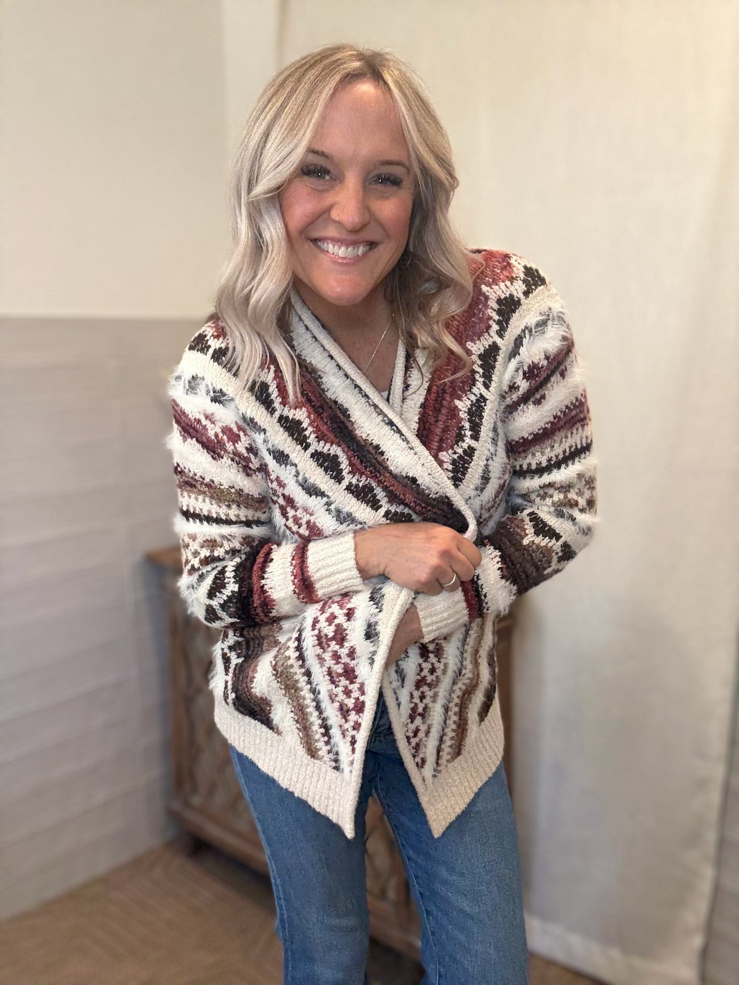 Colorful Fuzzy Cardigan