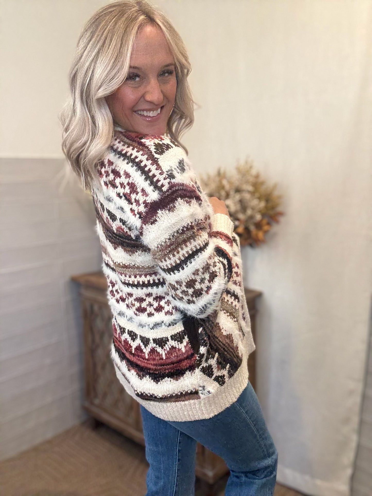 Colorful Fuzzy Cardigan