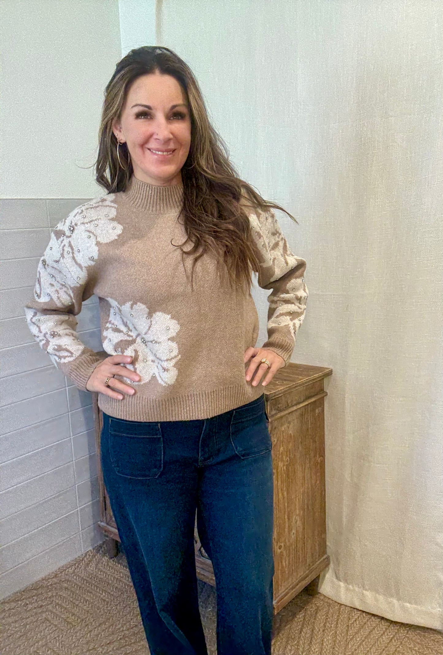 Mocha Rhinestone Sweater