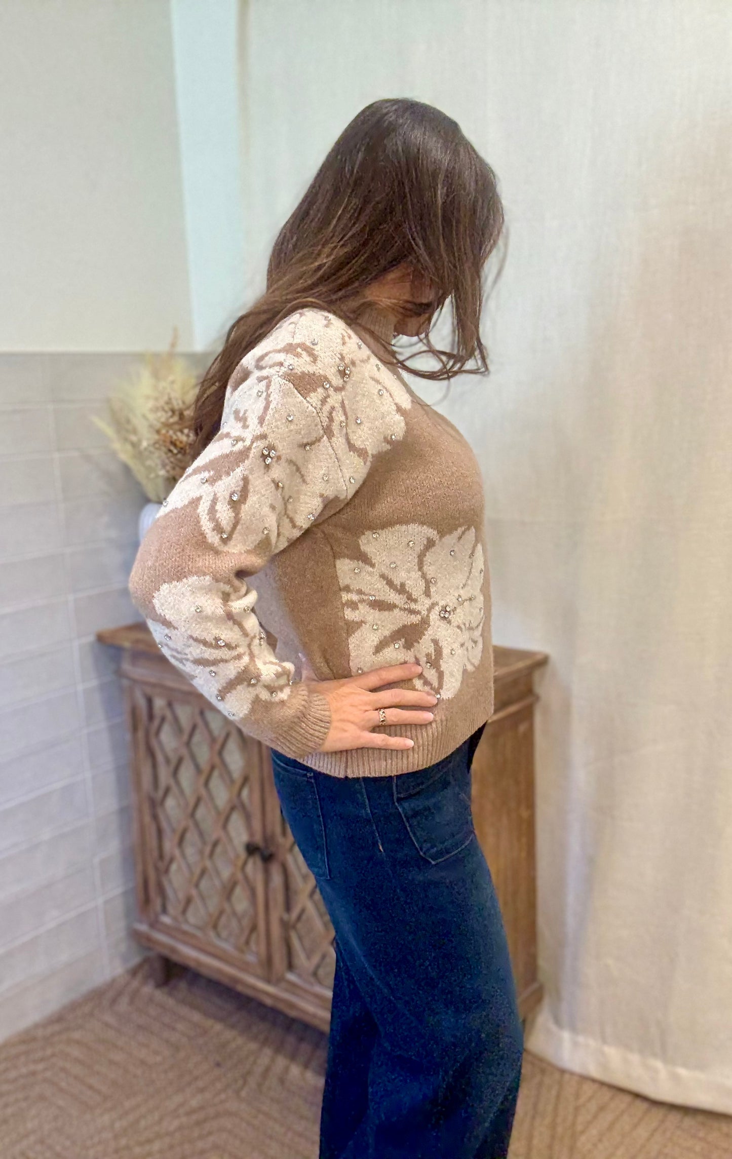 Mocha Rhinestone Sweater