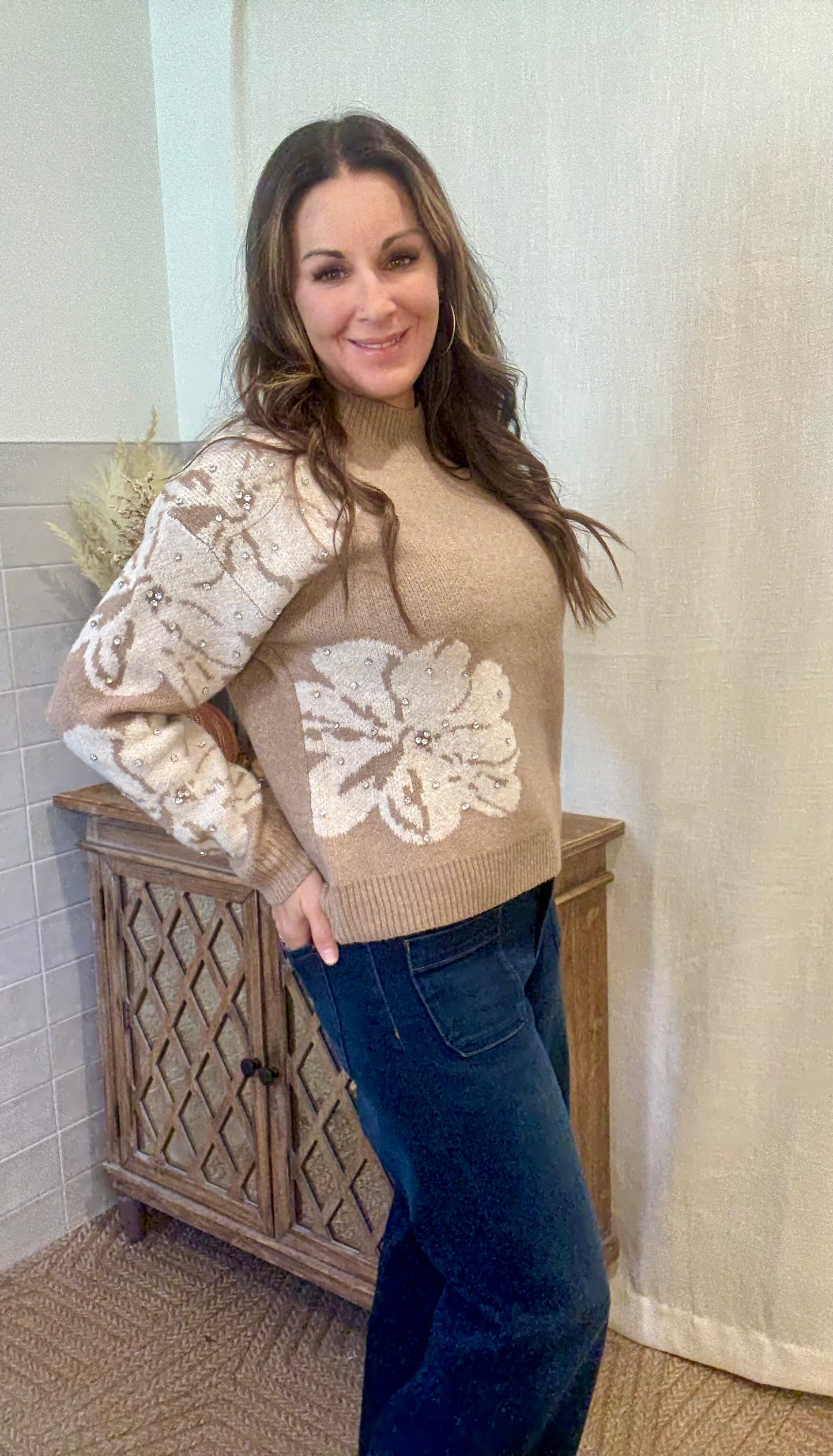Mocha Rhinestone Sweater