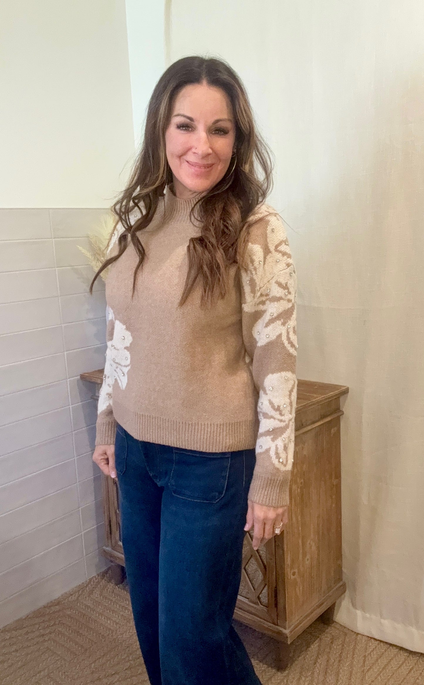 Mocha Rhinestone Sweater