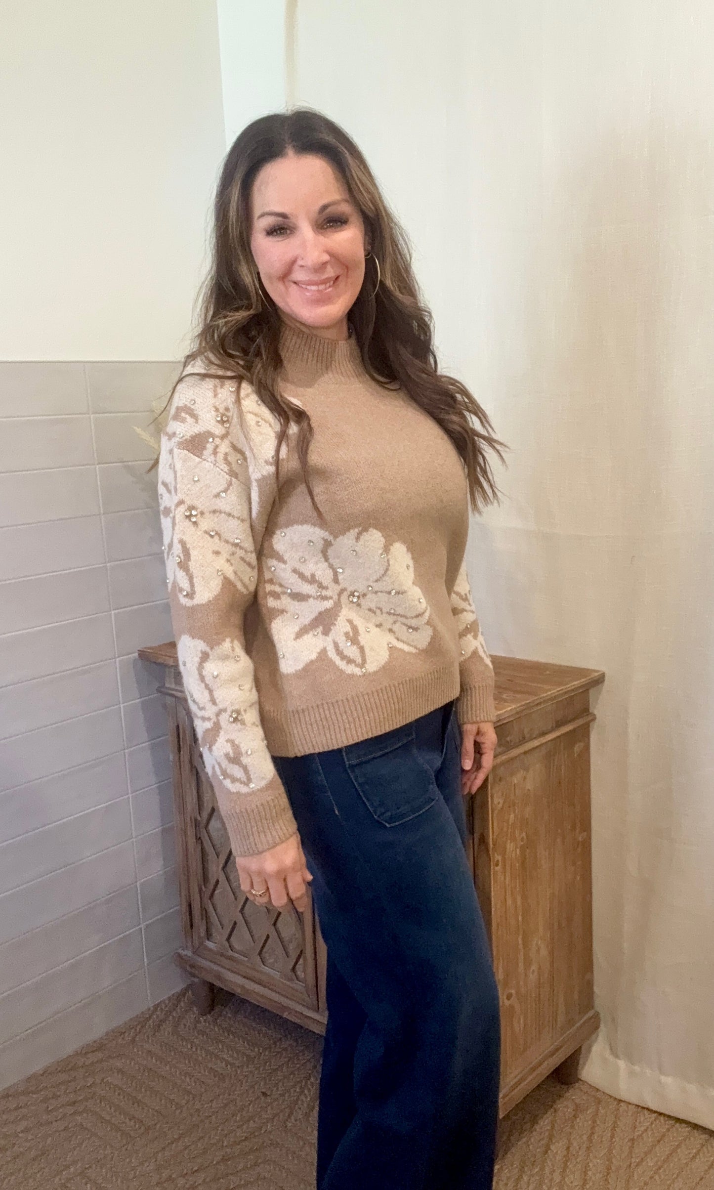 Mocha Rhinestone Sweater