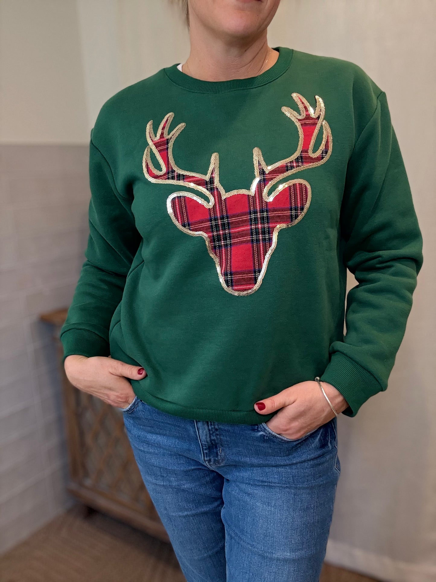 Reindeer Plaid Sweatshirt