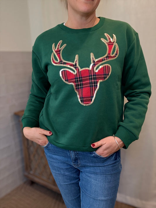 Reindeer Plaid Sweatshirt
