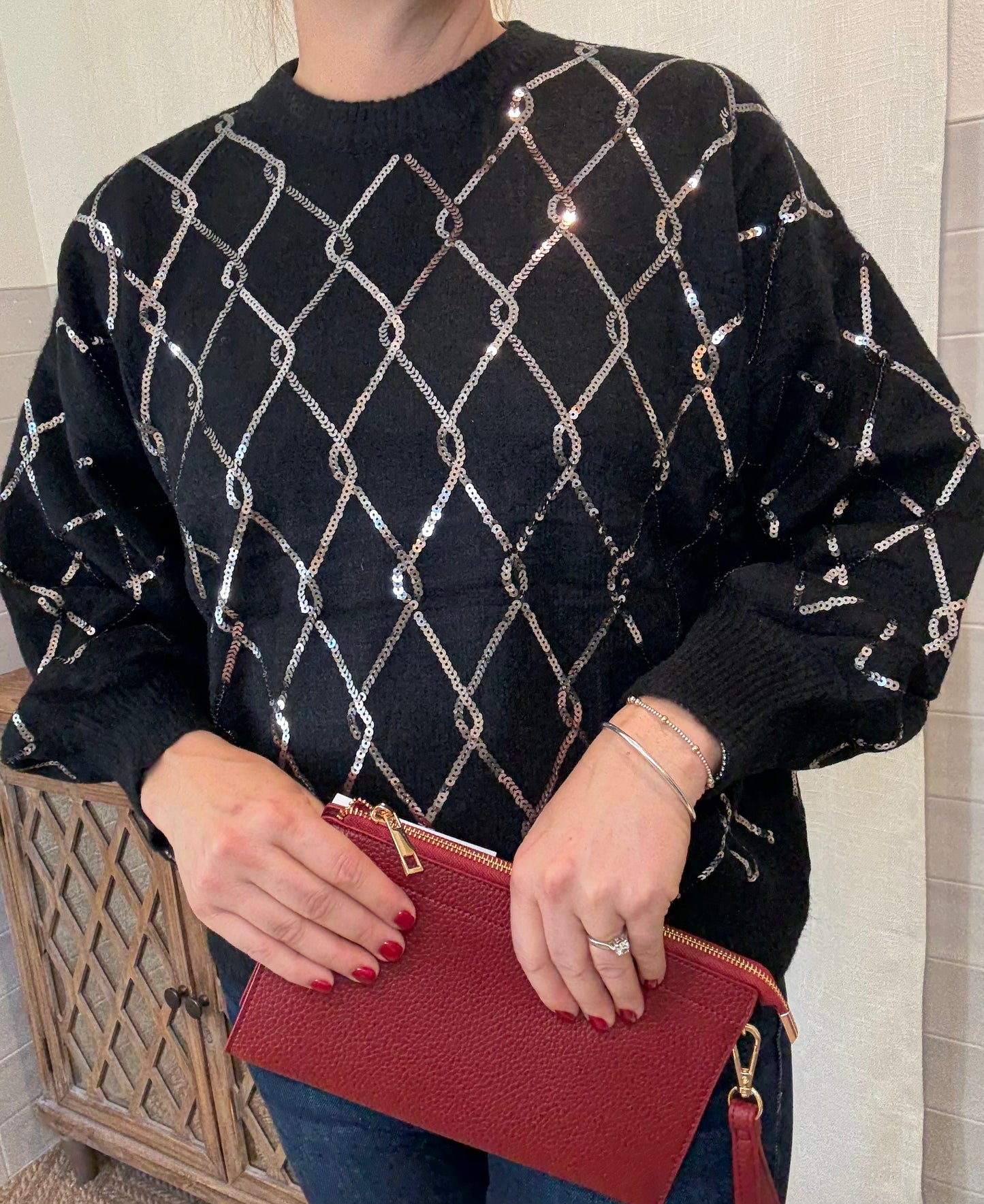 Black Diamond Sequin Sweater