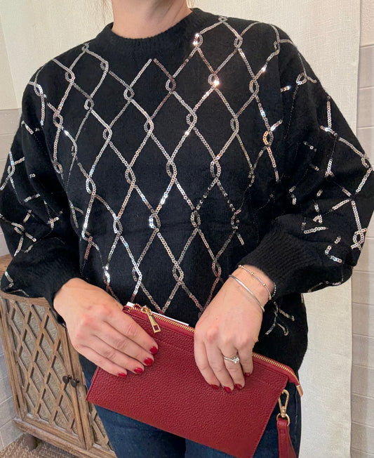 Black Diamond Sequin Sweater