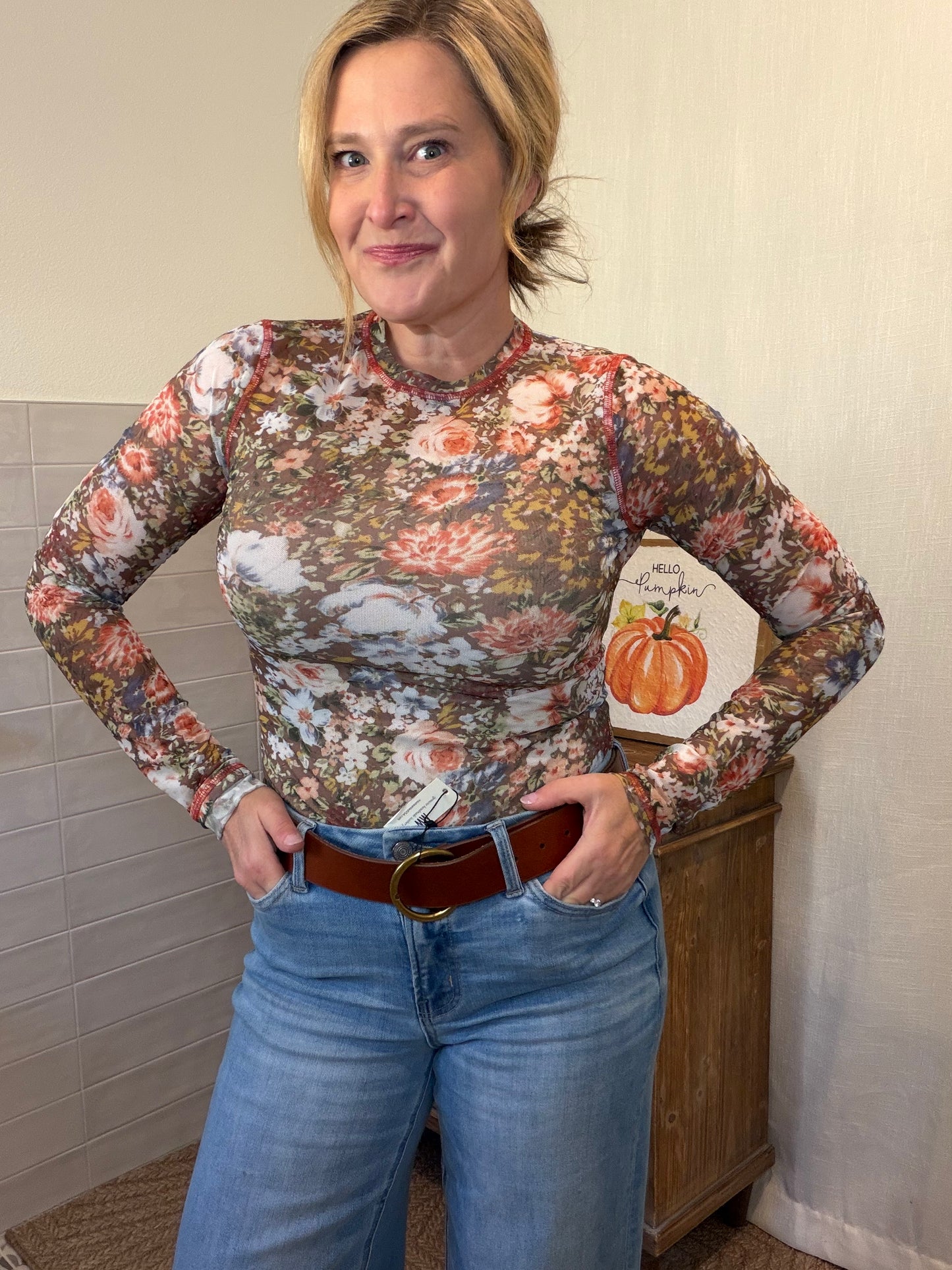 Semi Sheer Mesh Layering Top