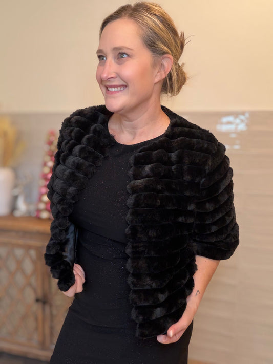 Black Faux Fur Crop Jacket