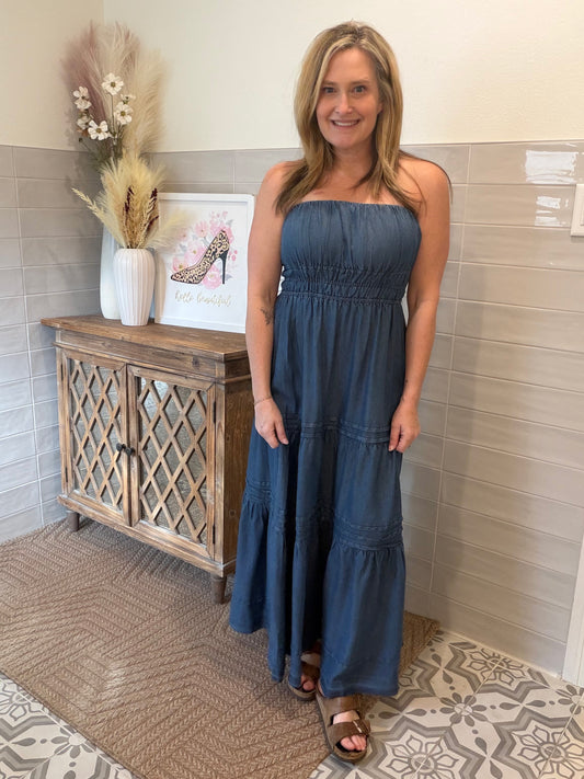 Deep Denim Maxi Dress