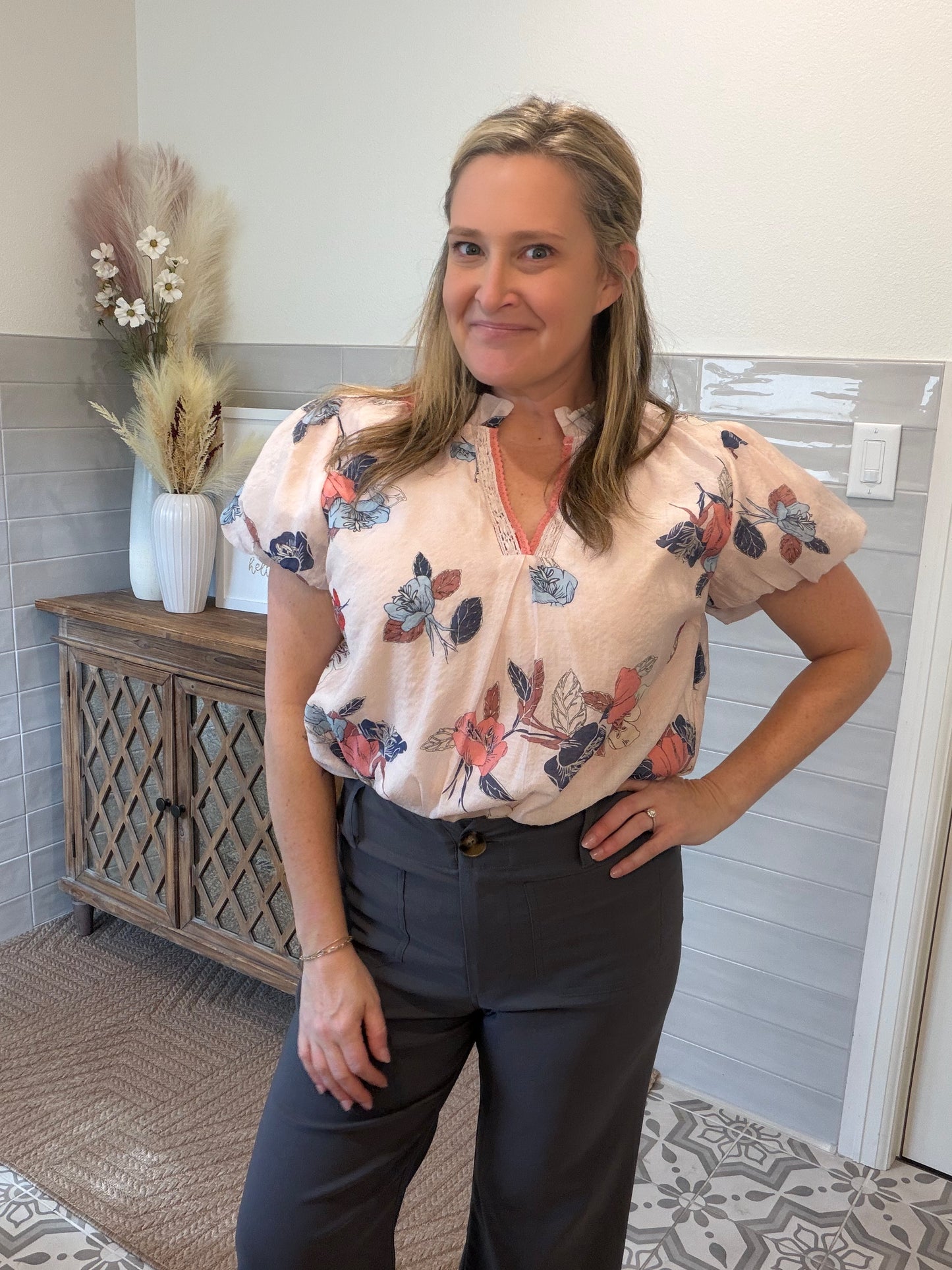 Floral Puff Sleeve Blouse