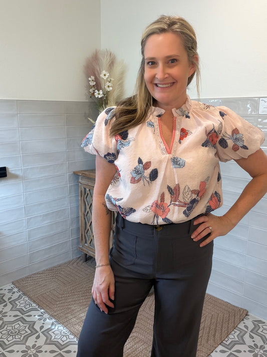 Floral Puff Sleeve Blouse