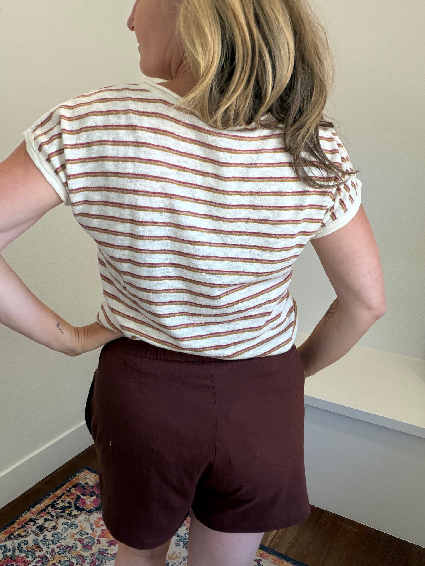 Split Neck Striped Top