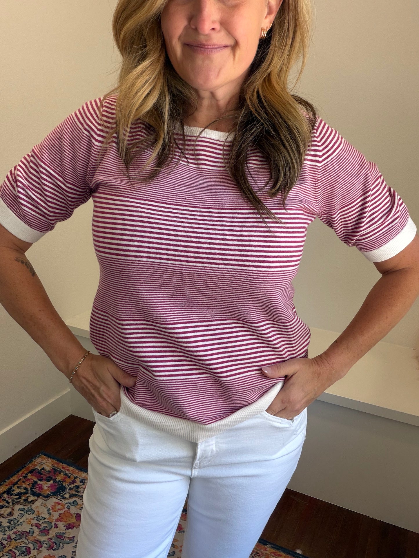 Magenta Stripe Sweater