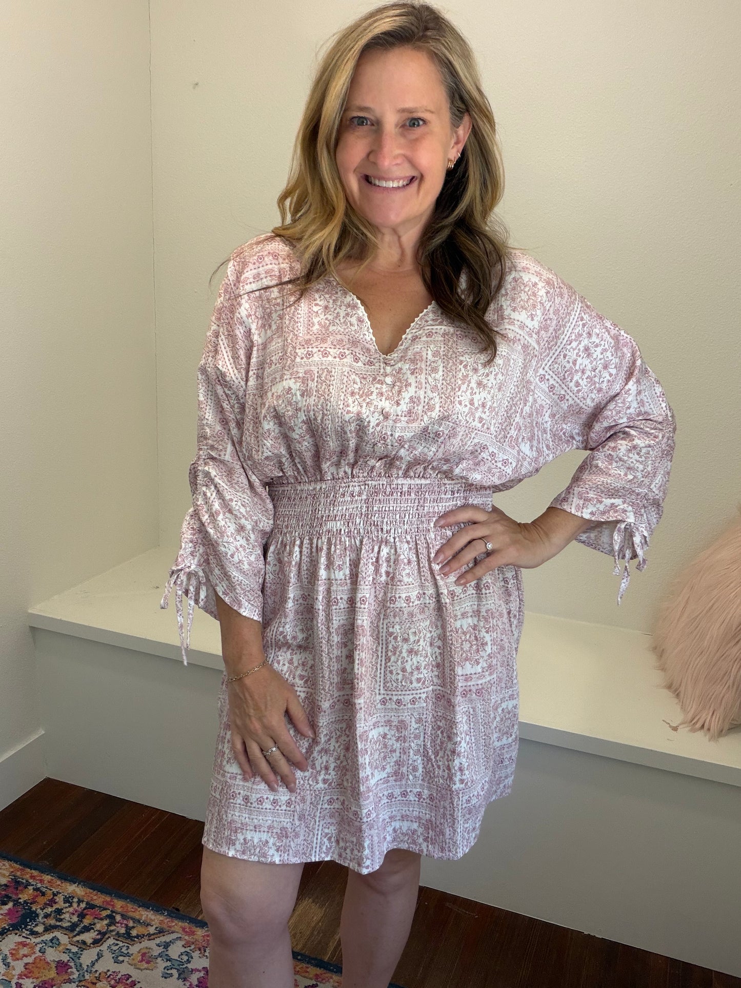 Vanilla Rose Smocked Mini Dress
