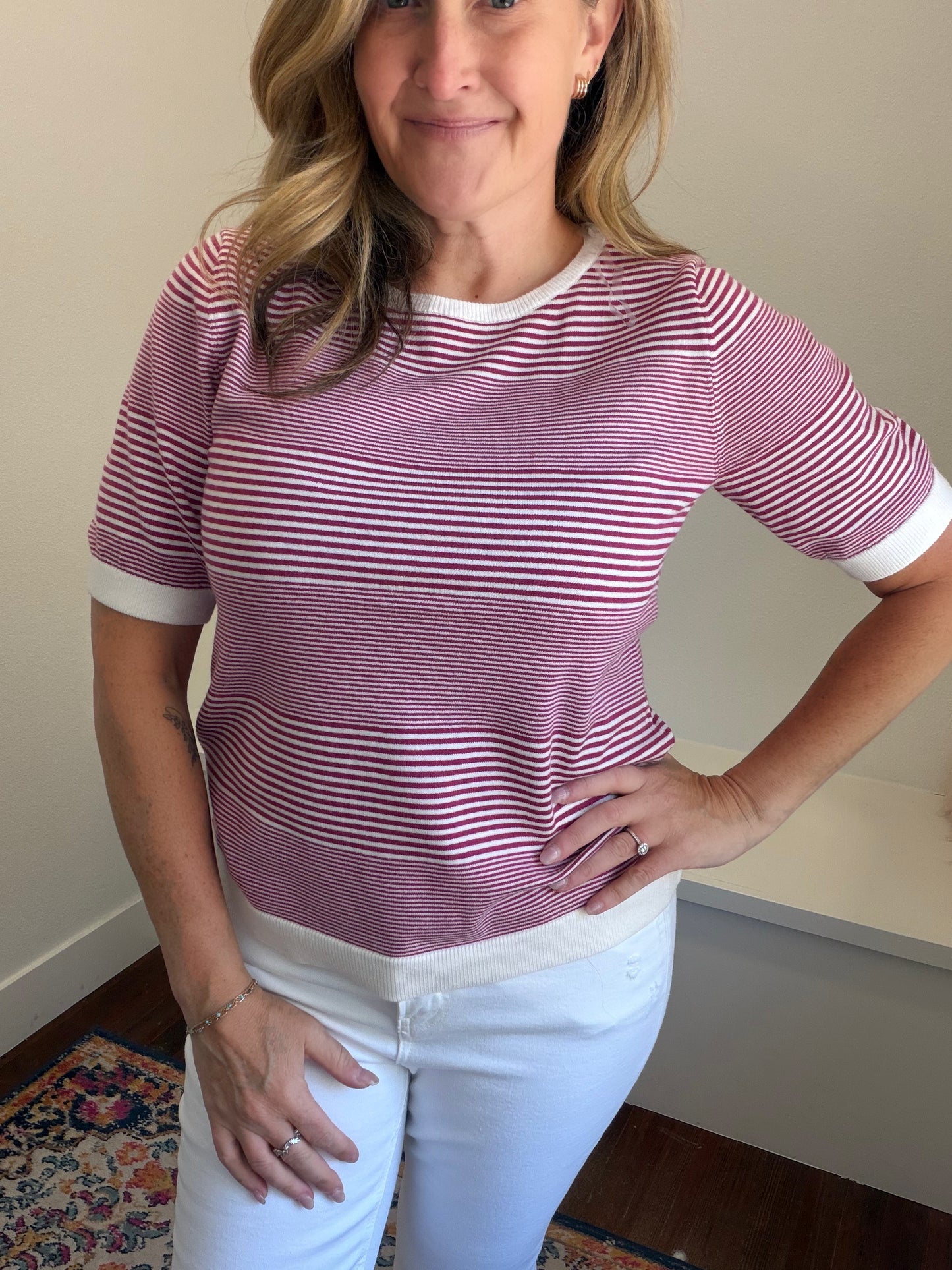 Magenta Stripe Sweater