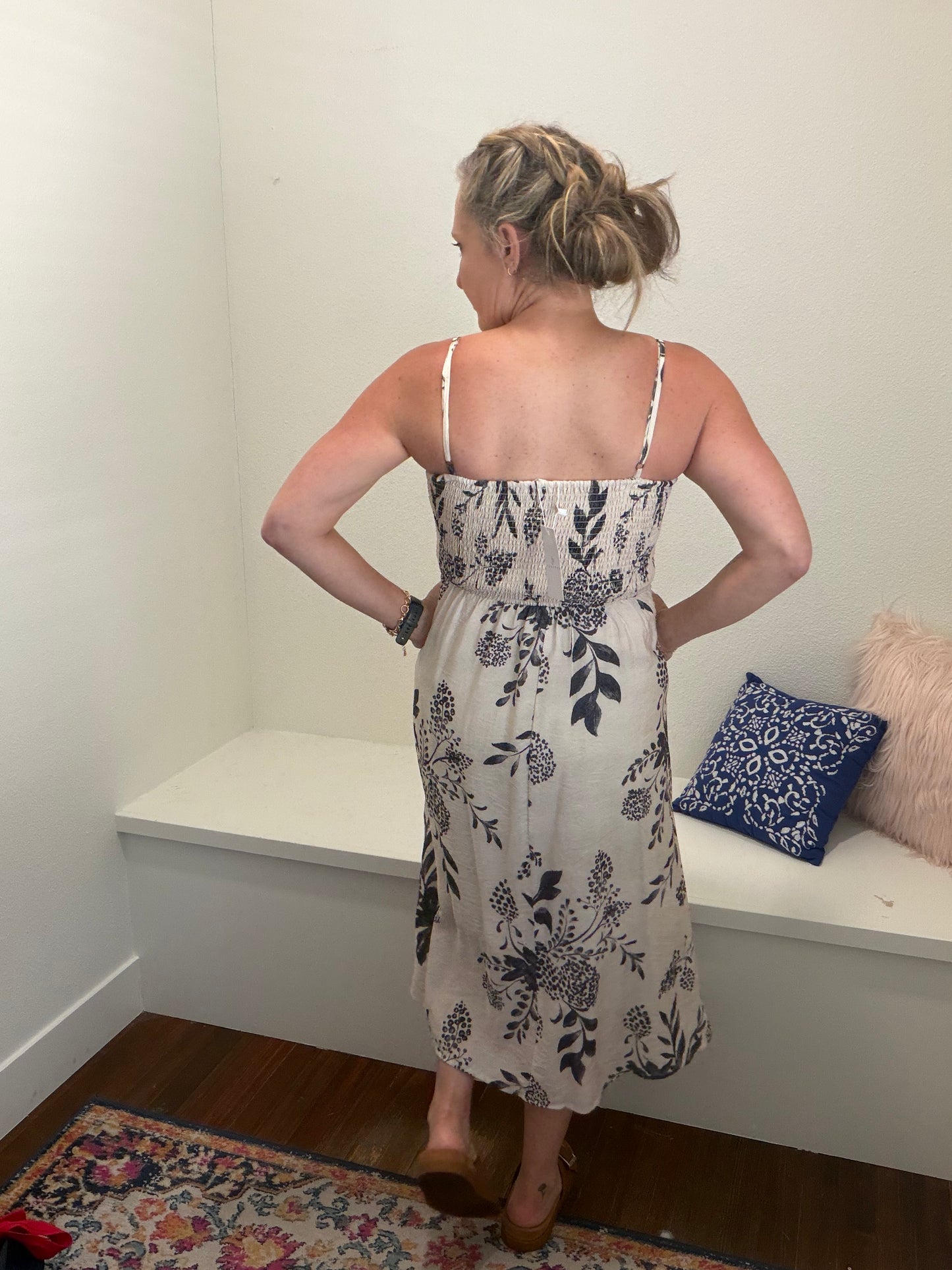 Deep Navy and Ivory Maxi Dress