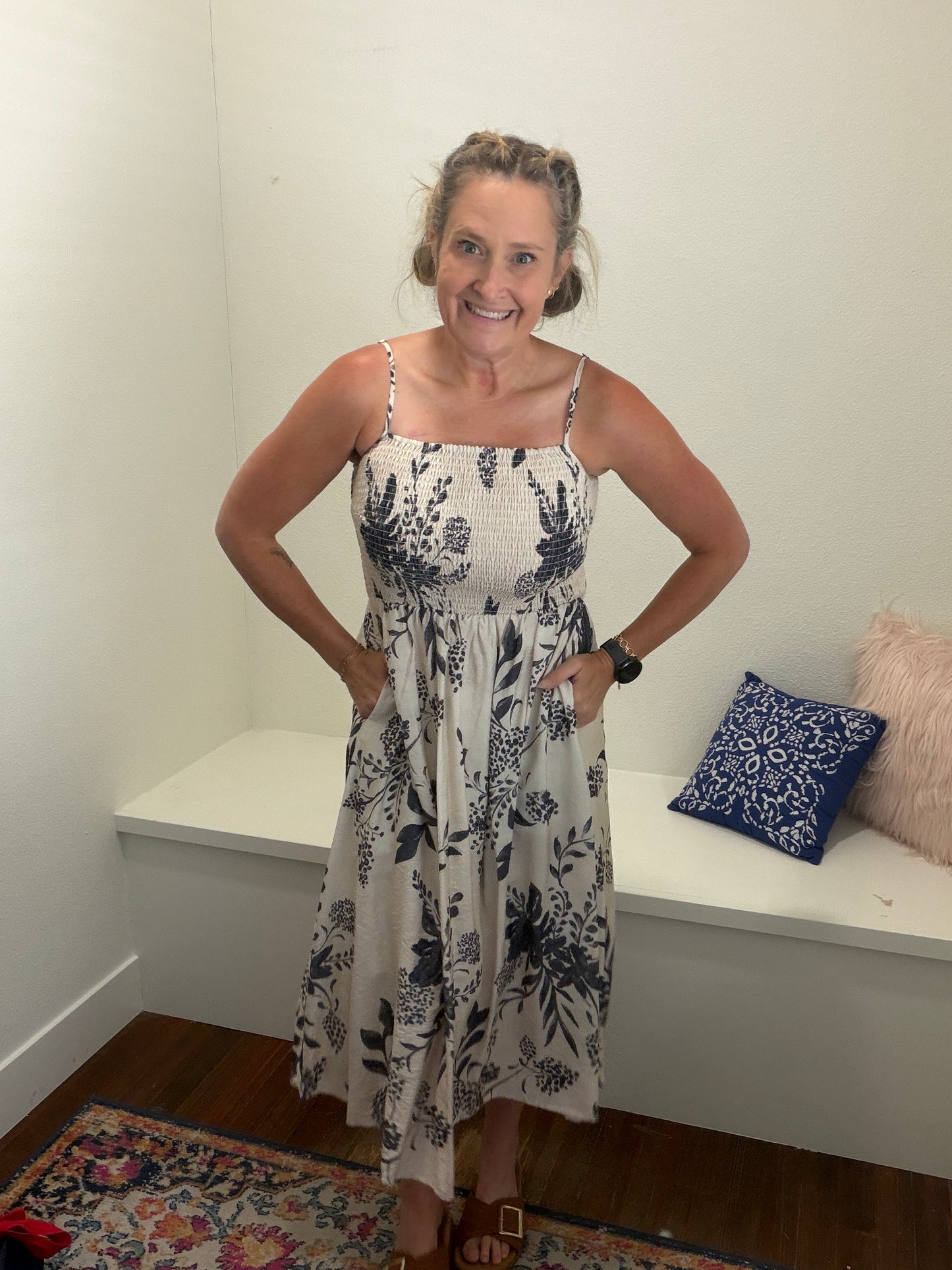 Deep Navy and Ivory Maxi Dress