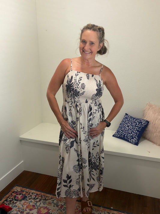 Deep Navy and Ivory Maxi Dress