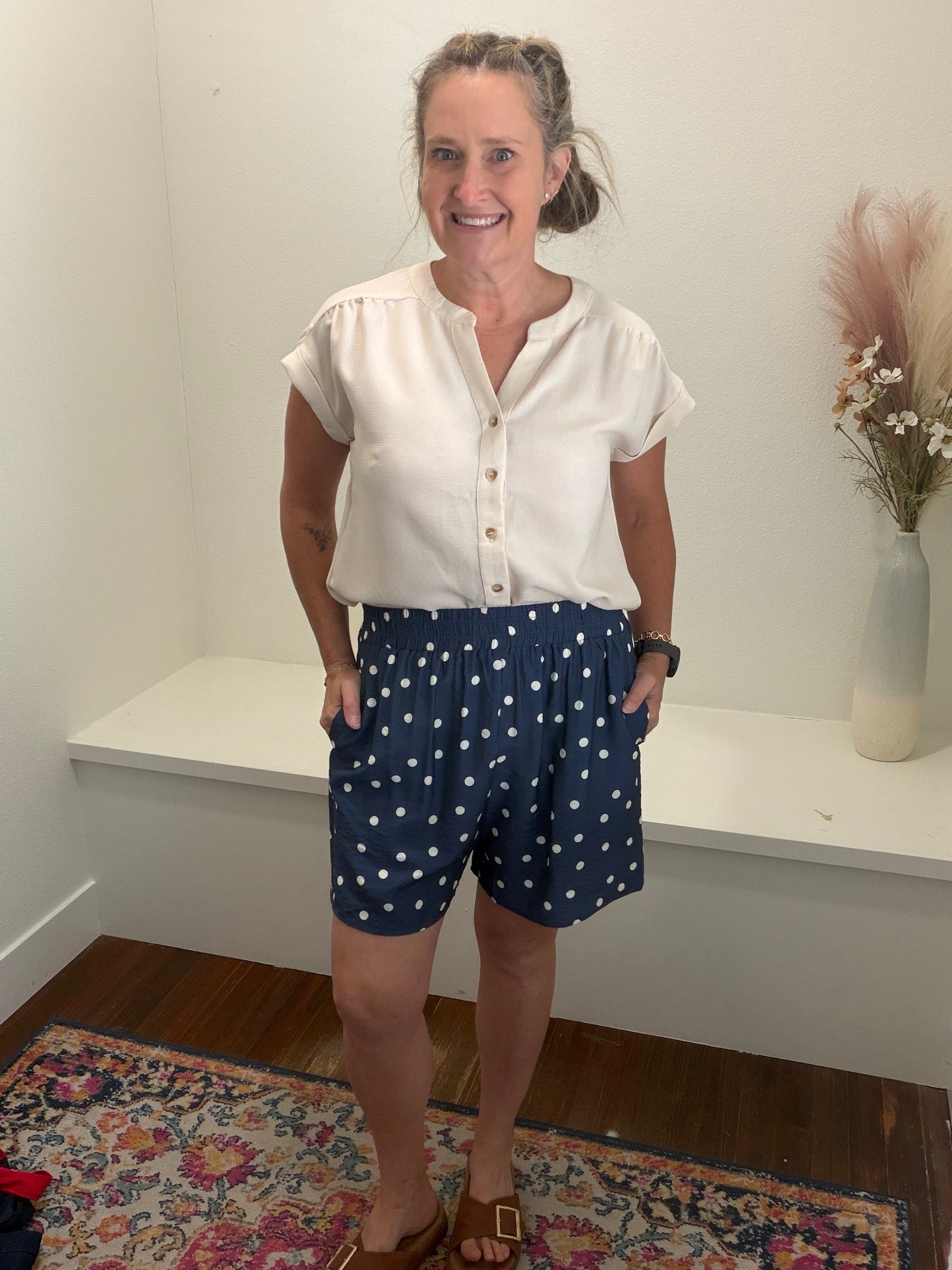 Dusty Blue Polka Dot Shorts
