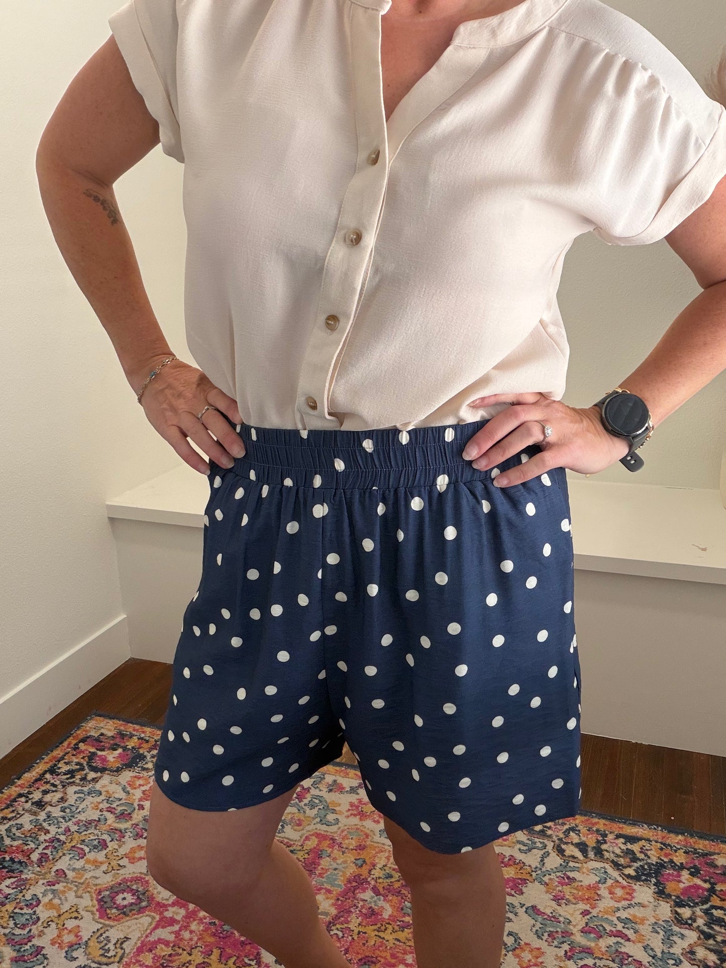 Dusty Blue Polka Dot Shorts