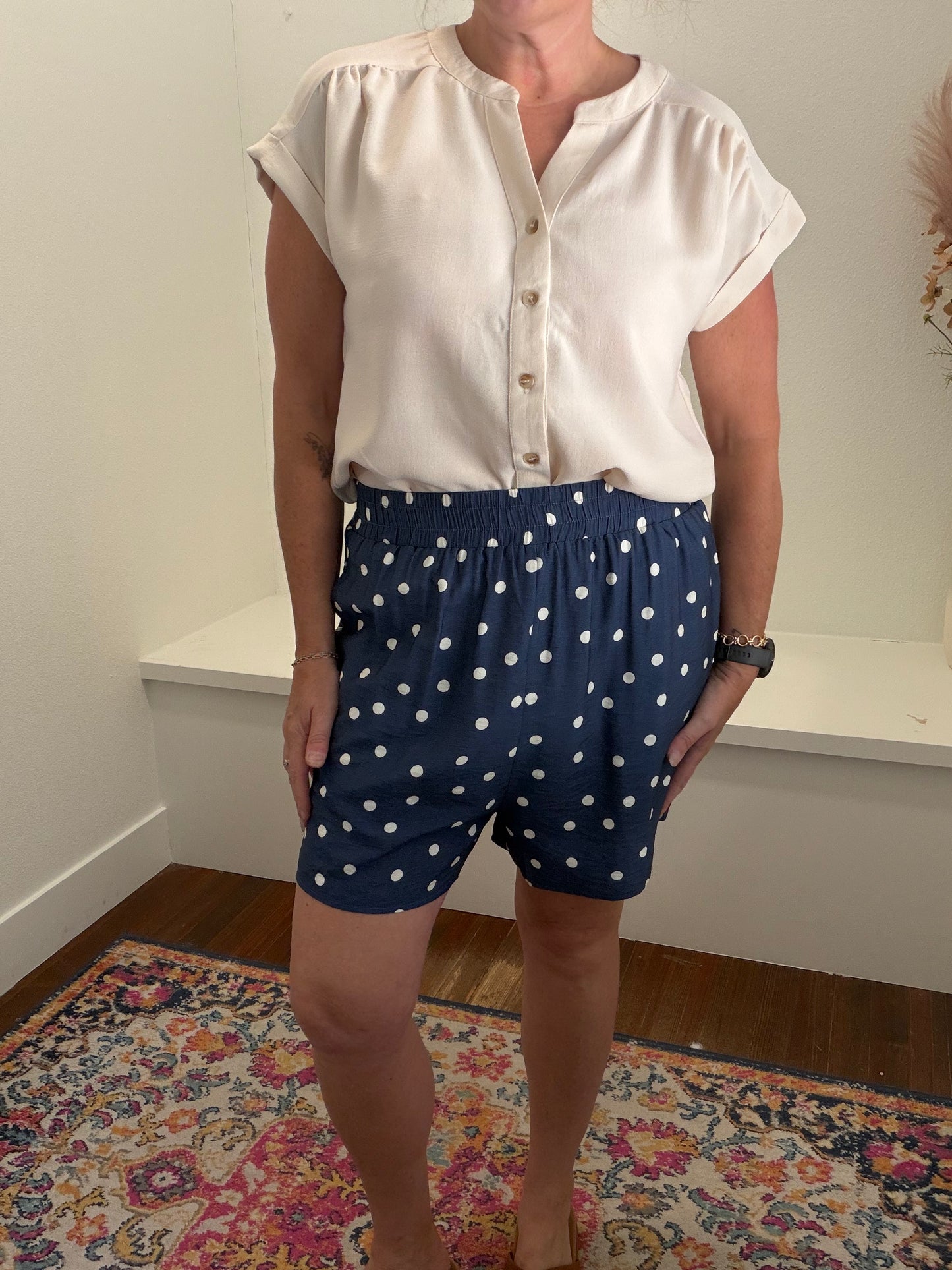Dusty Blue Polka Dot Shorts