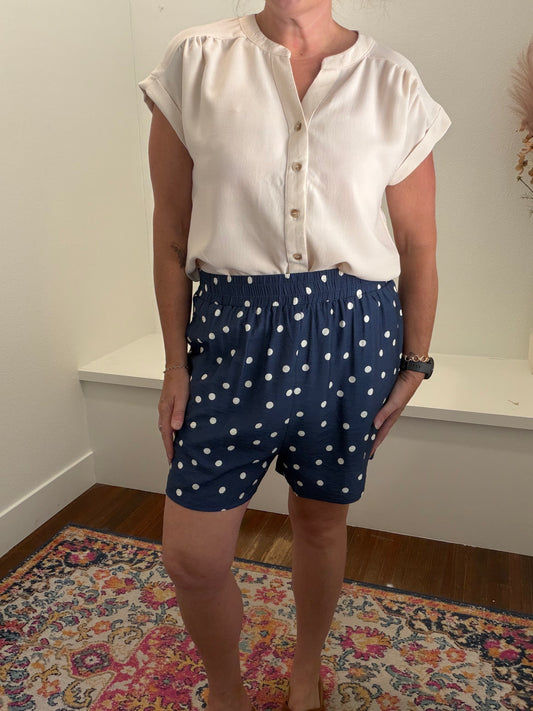 Dusty Blue Polka Dot Shorts