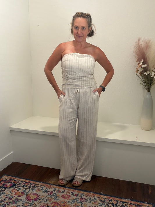 Linen Striped Tube Top