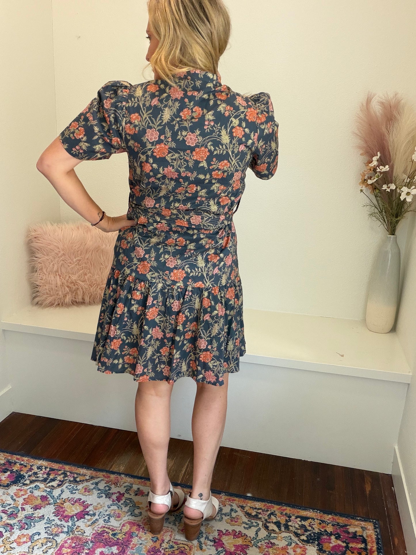 Charcoal Navy Floral Dress