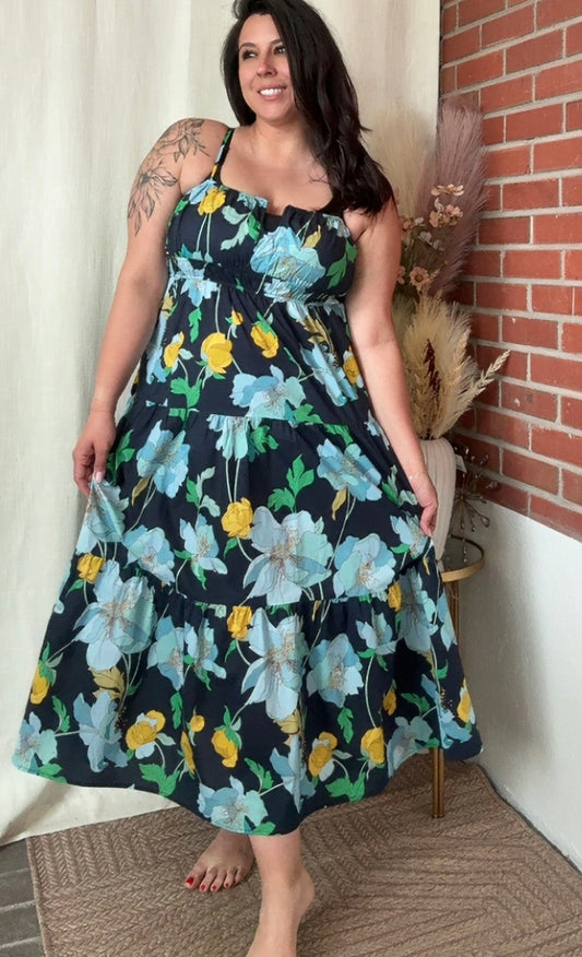 Navy Floral Maxi Dress
