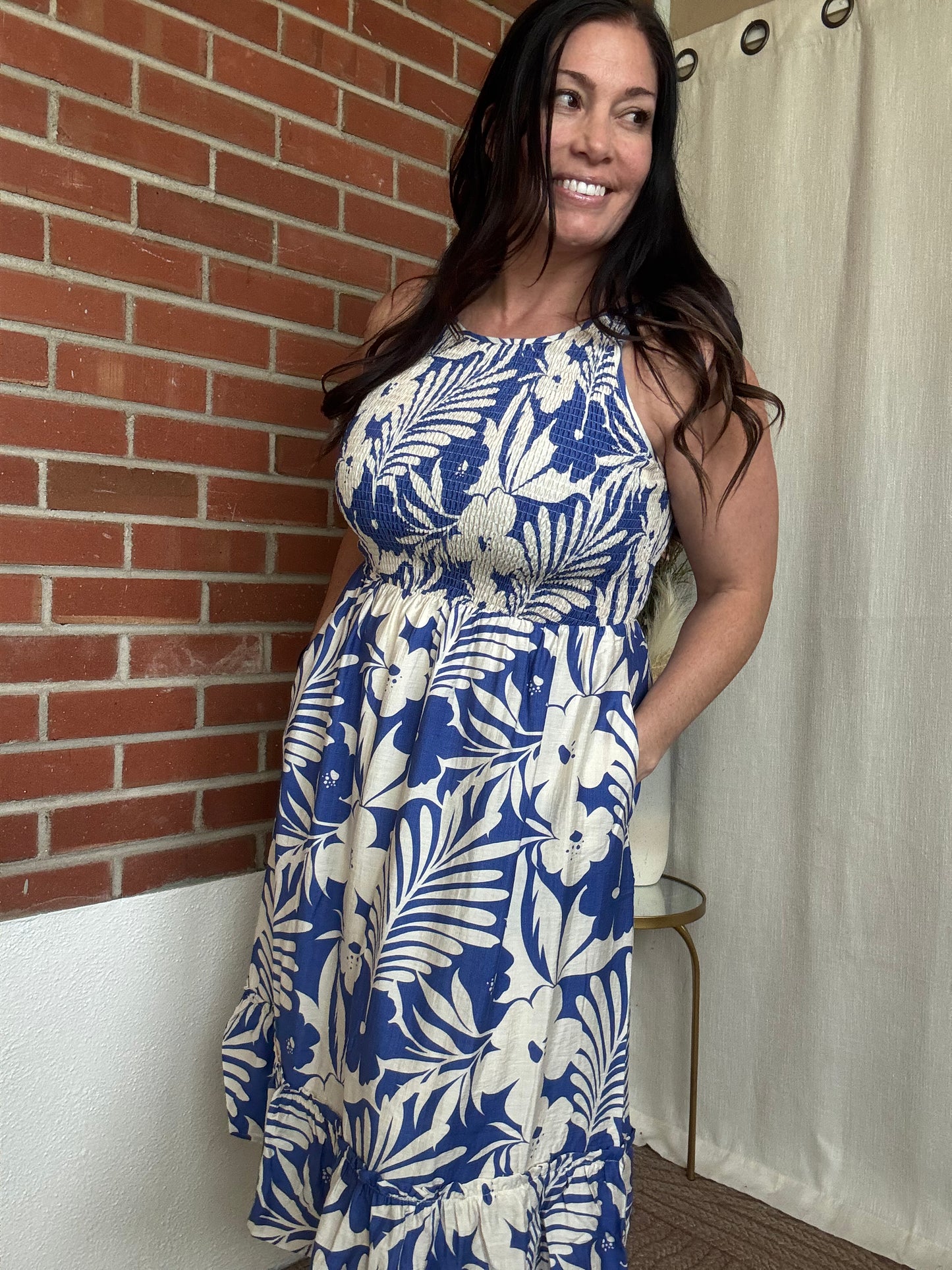 Blue Cami Midi Dress