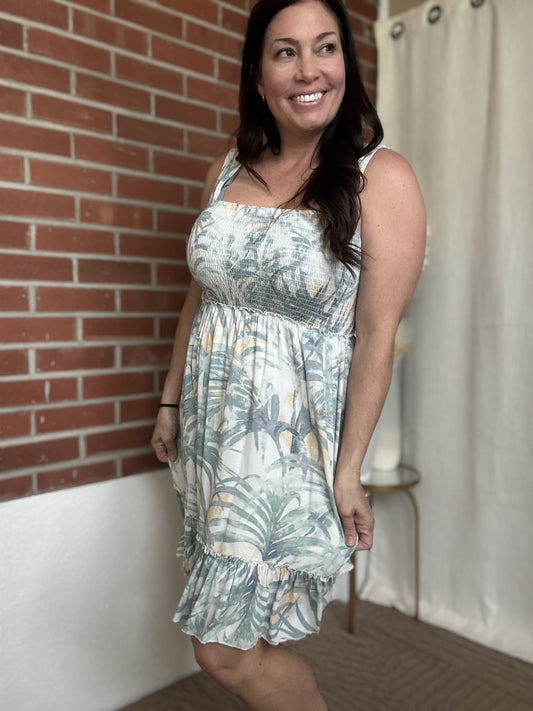 Palm Leaf Sleeveless Dress