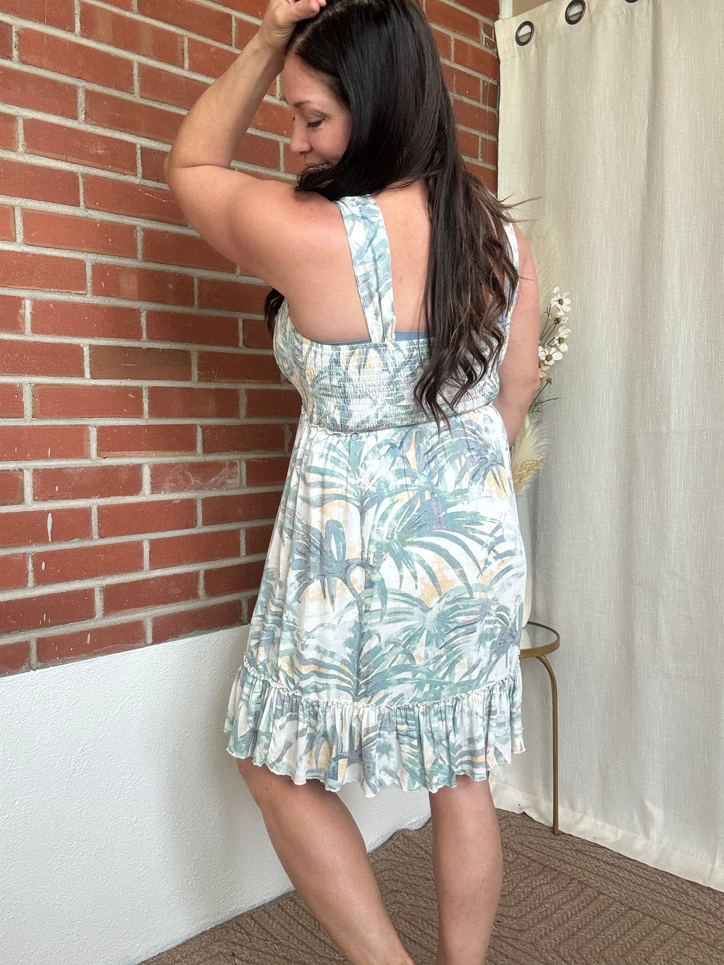 Palm Leaf Sleeveless Dress