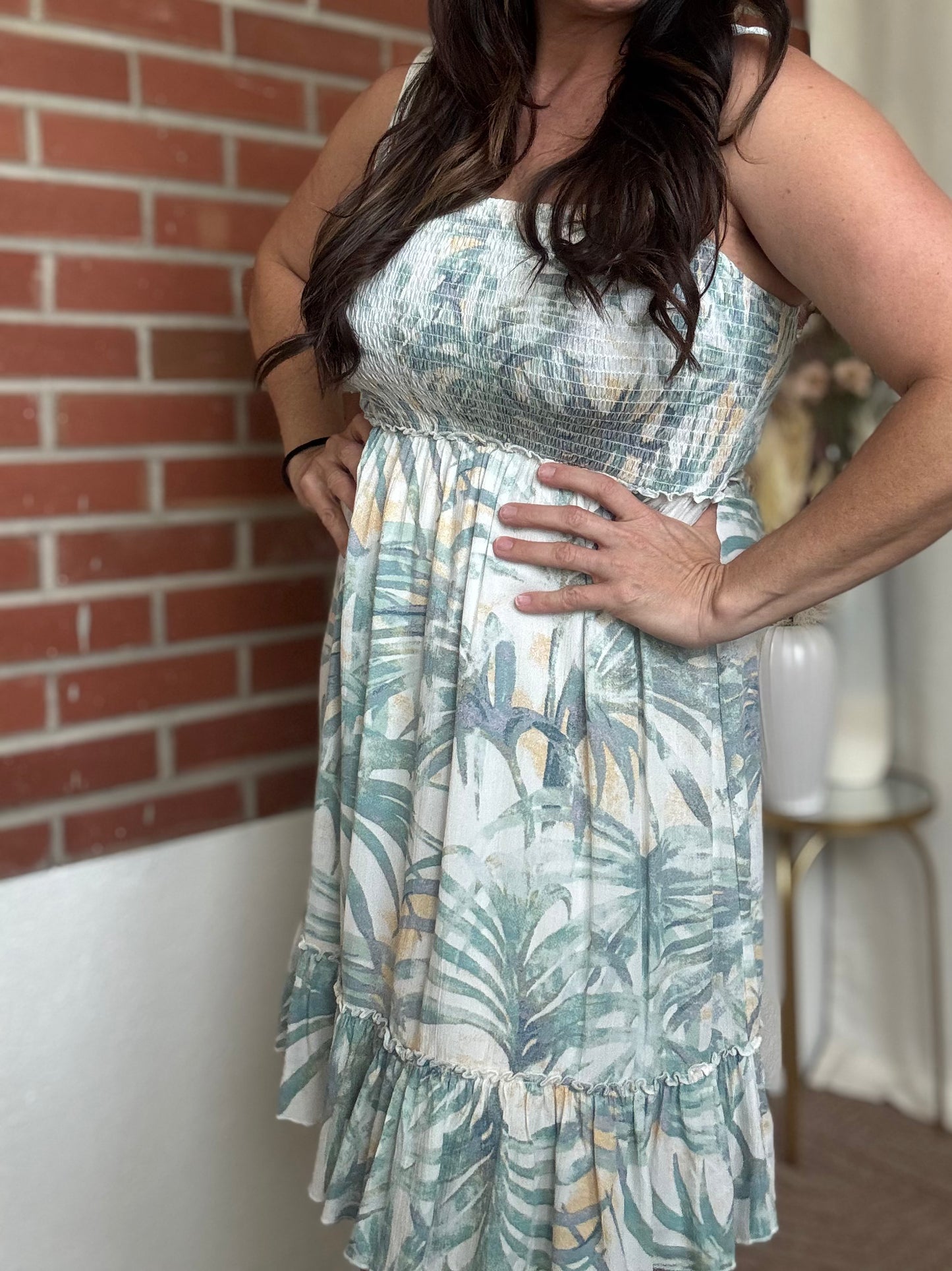 Palm Leaf Sleeveless Dress