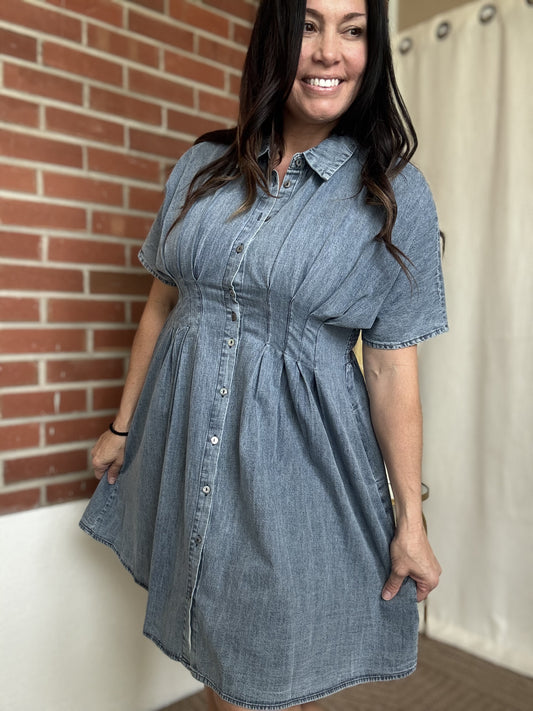 Denim Wash Mini Dress