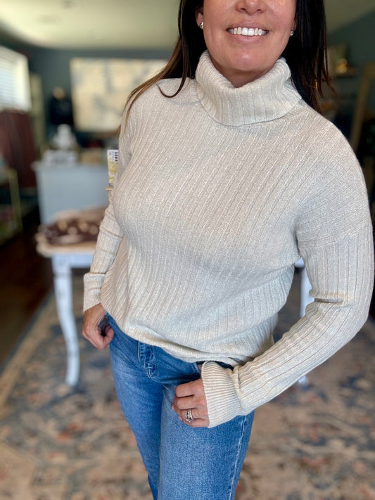 Ivory Ribbed Sweater - Large