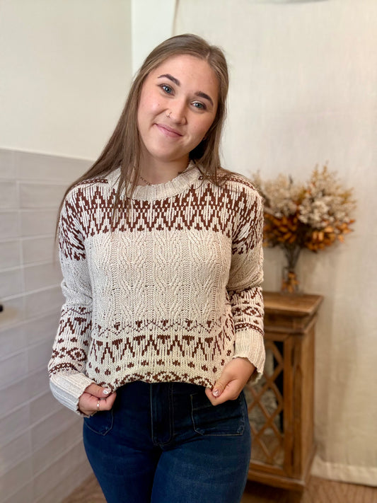 Cozy Cable Sweater - Brown