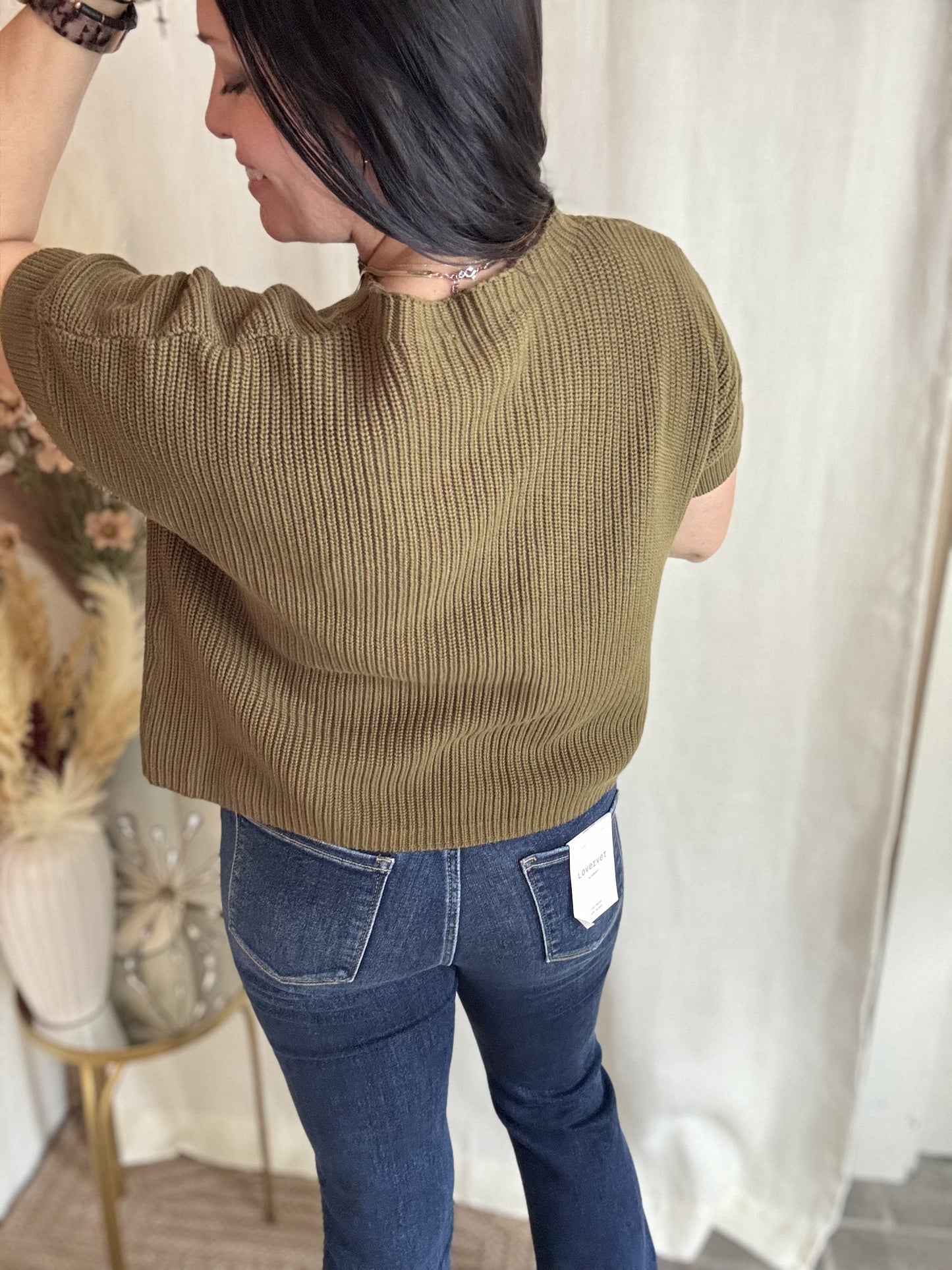 Olive Pocket Sweater Top