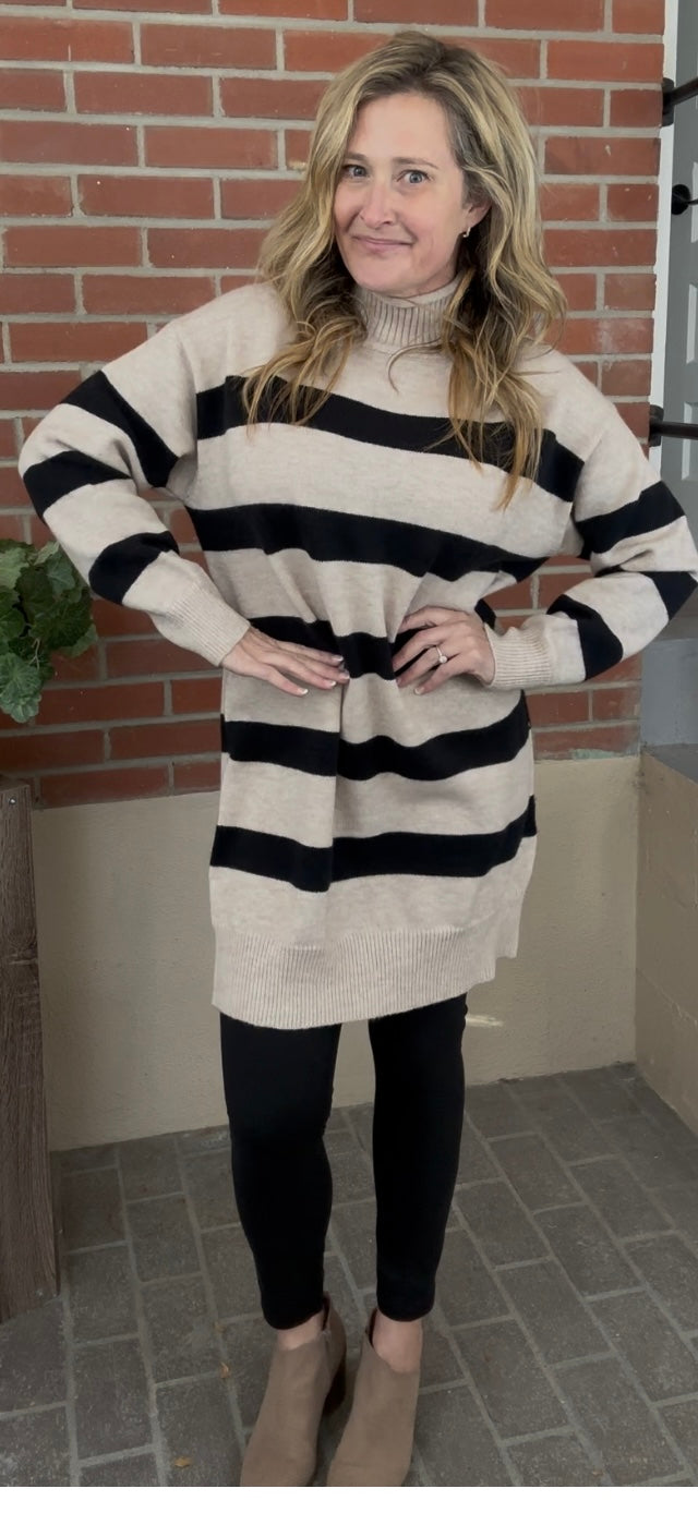 Striped Knit Sweater Dress