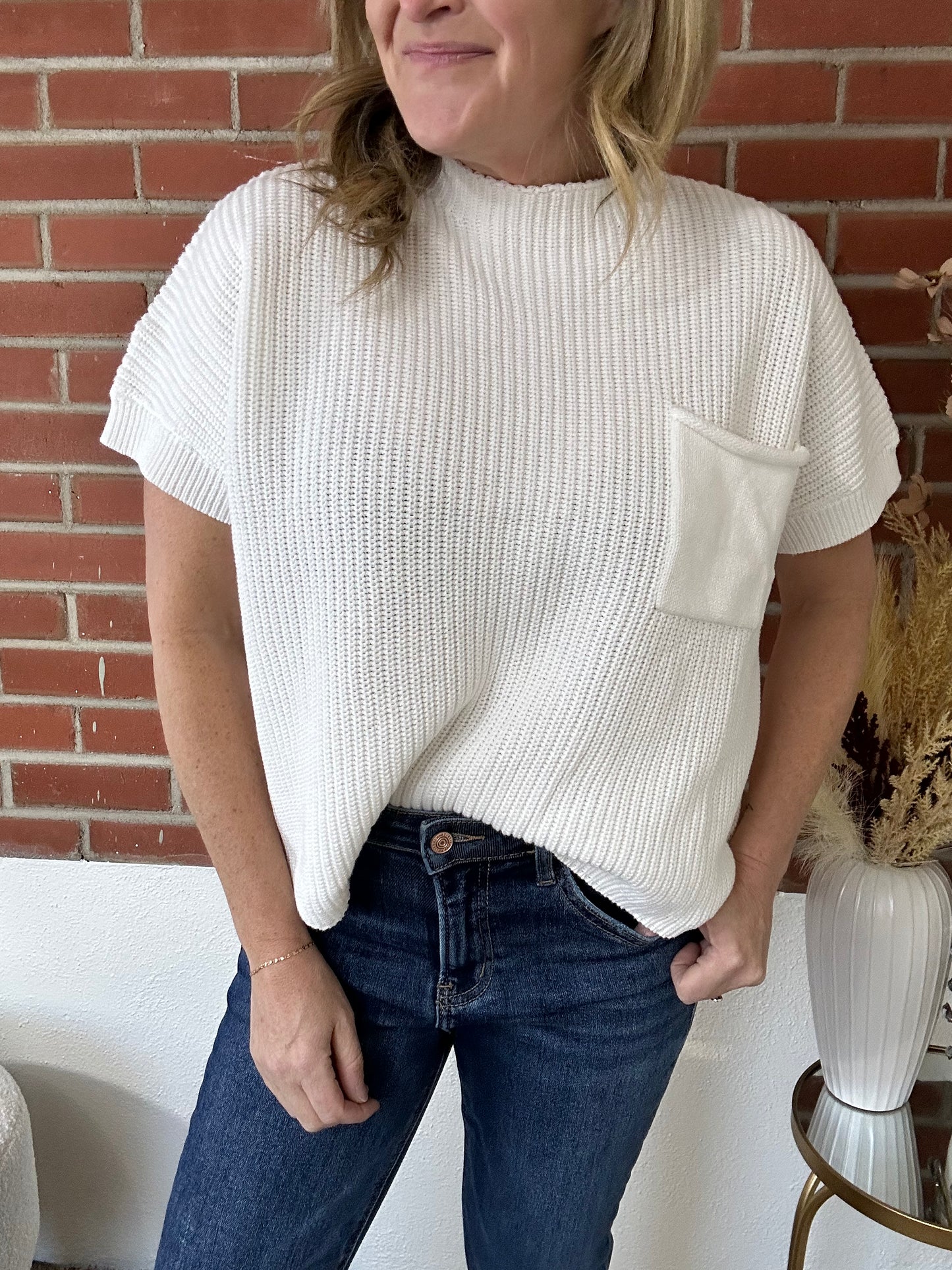 Ivory Pocket Sweater Top