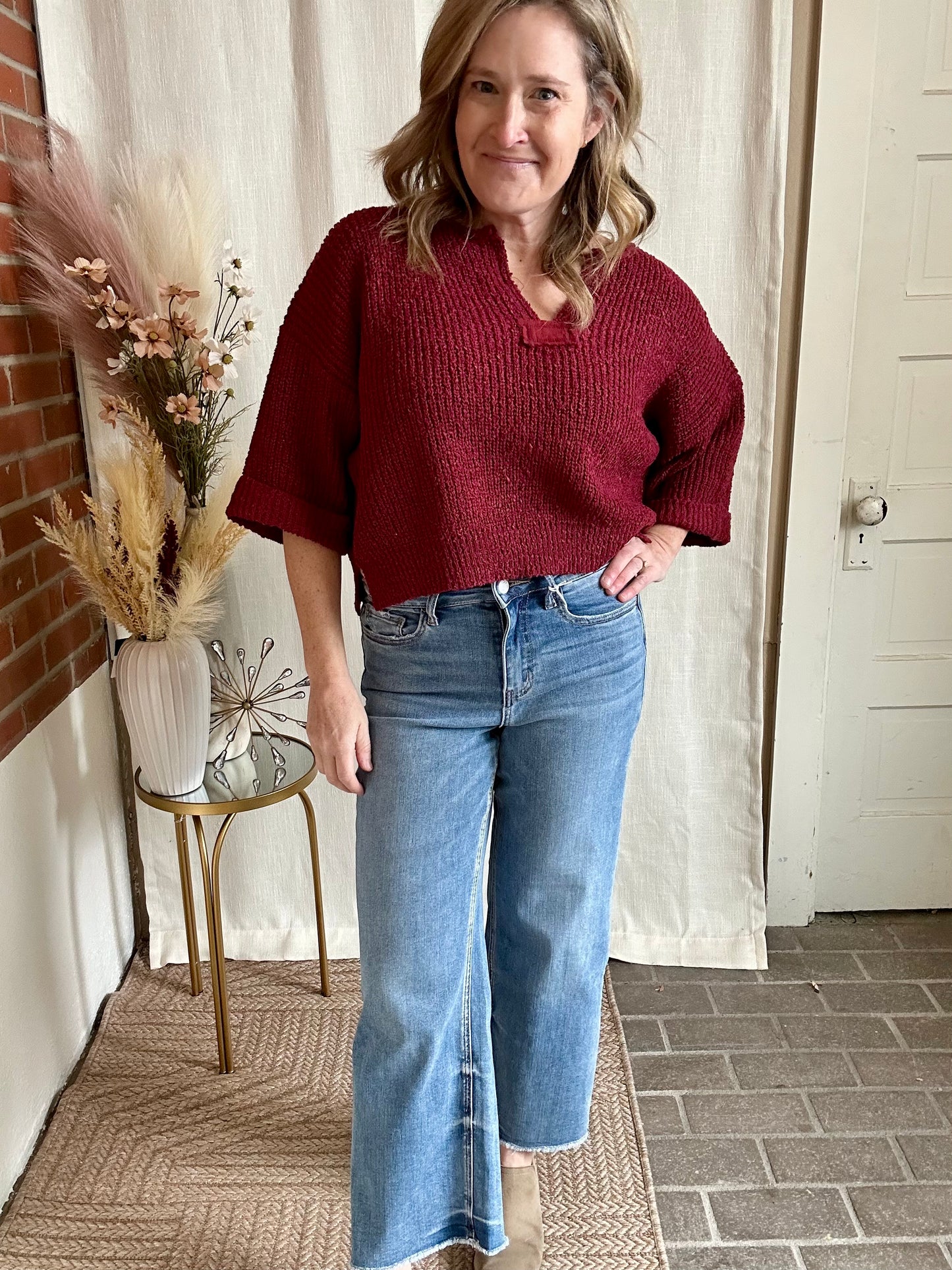 Cranberry Sweater Top