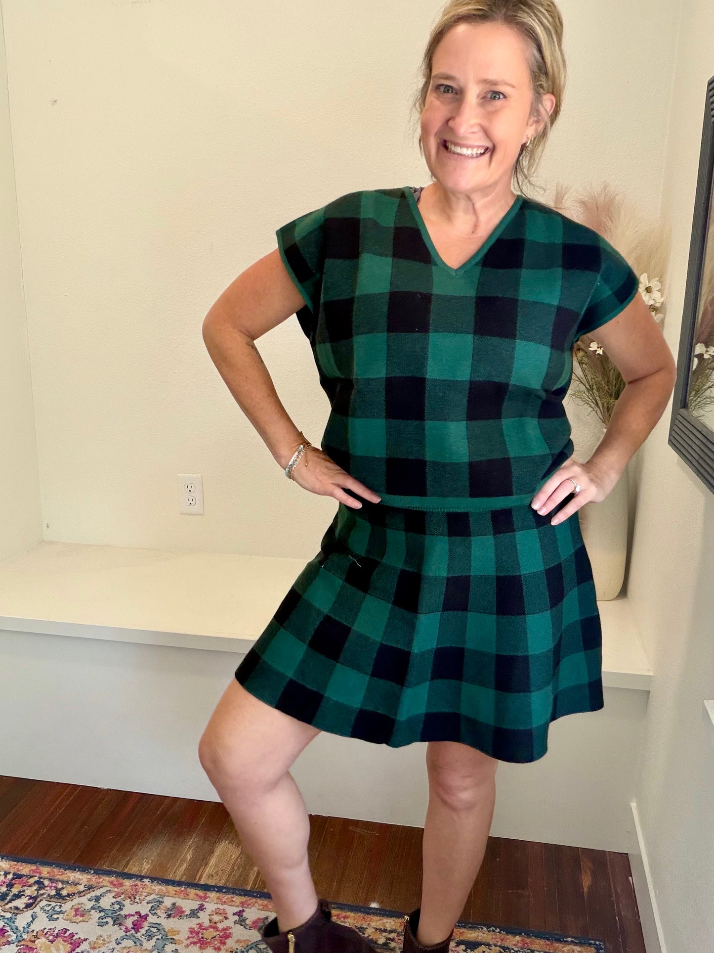 Pine Plaid Knit Sweater