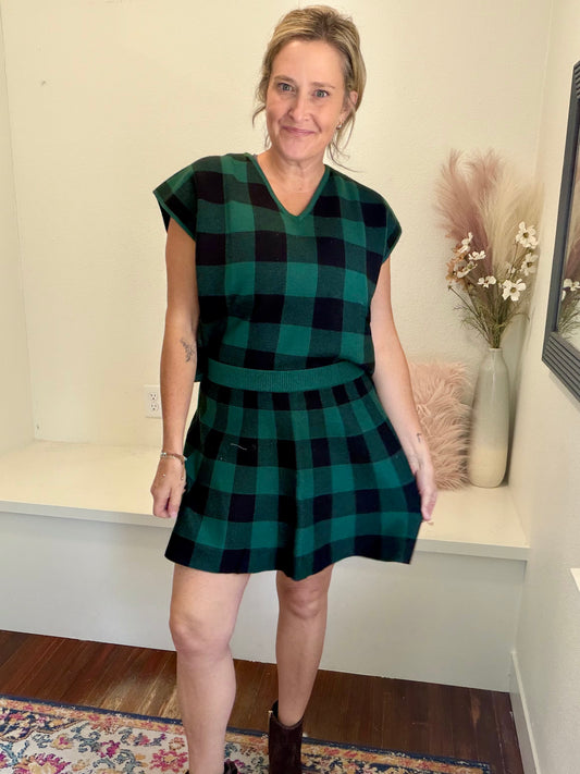 Pine Plaid Knit Sweater