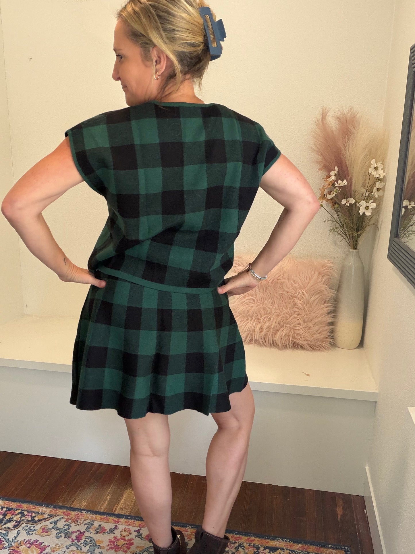 Pine Plaid Knit Sweater