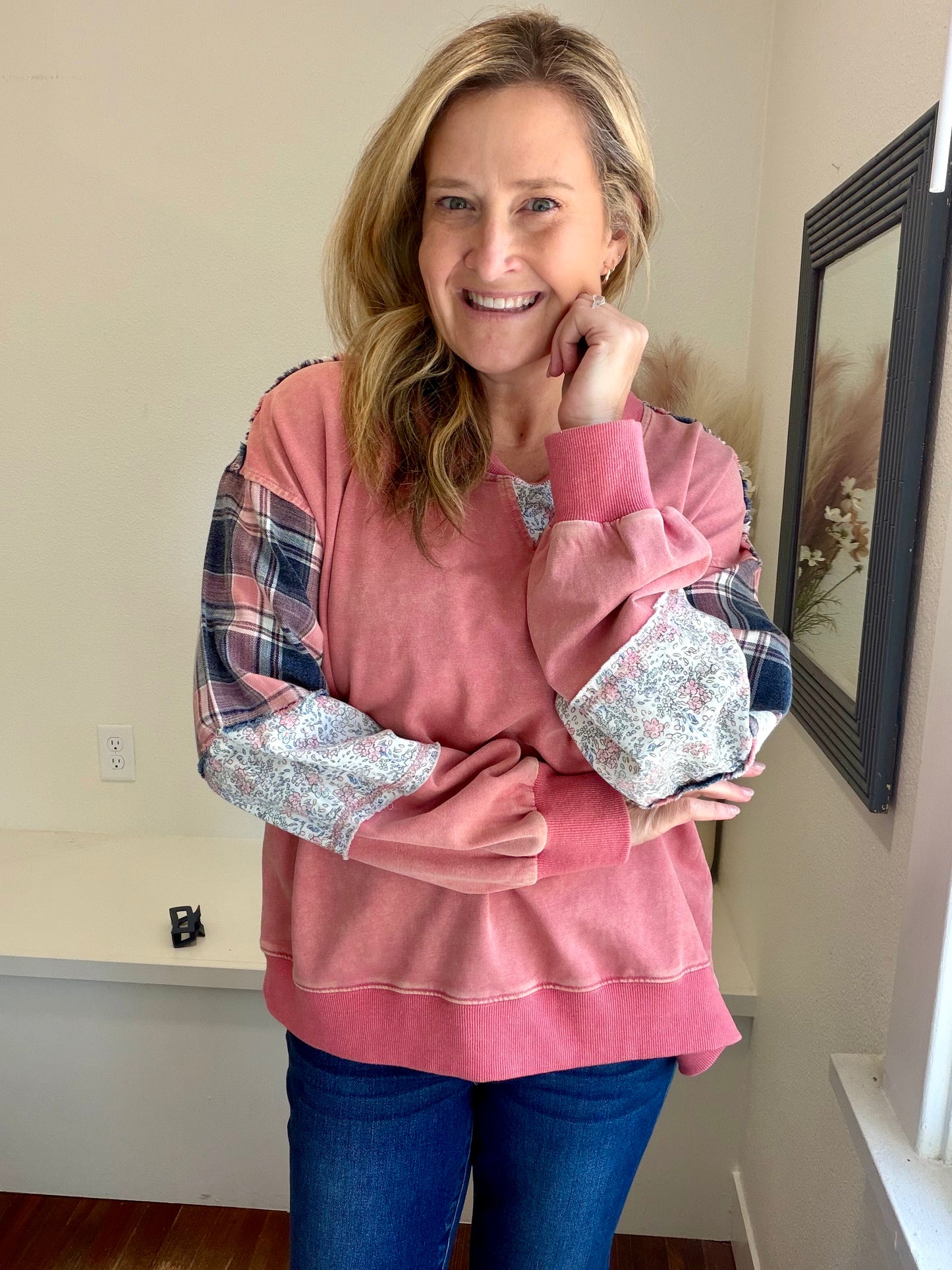 Plaid Patchwork Sweatshirt