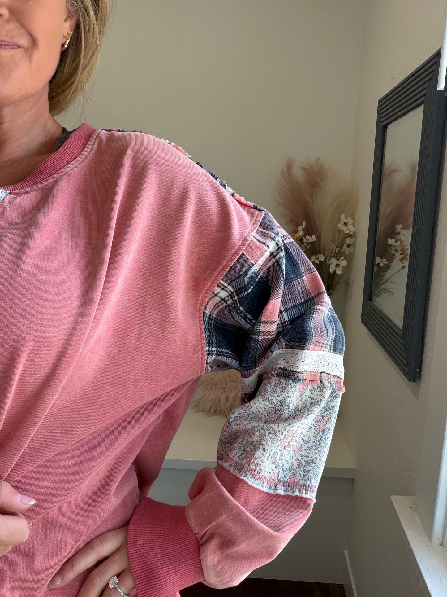 Plaid Patchwork Sweatshirt